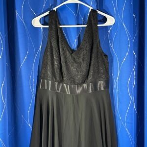 Beauty Emily Black Lace Top Asymmetrical Hem Fit Flare Dress XL cocktail formal